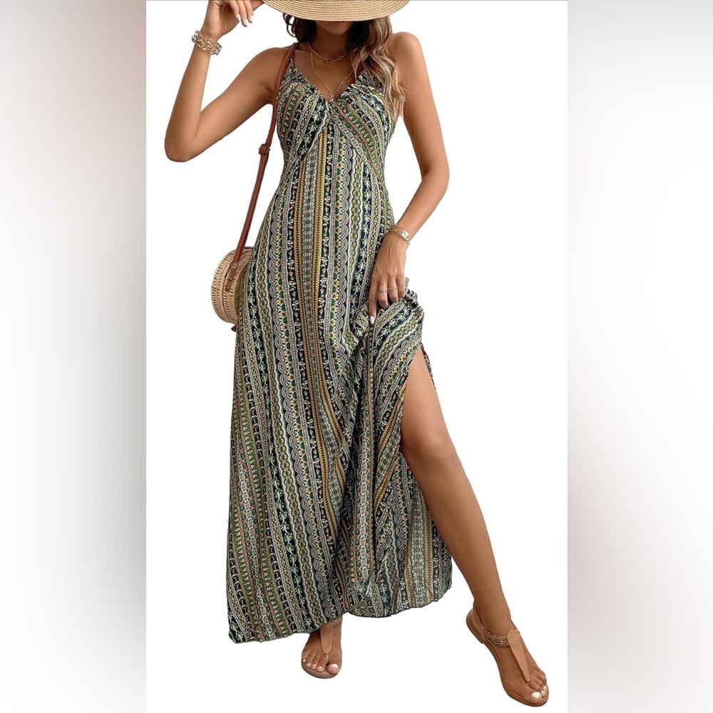 NWT-Boho Chic V-neck Cami Dress - Picture 3 of 7